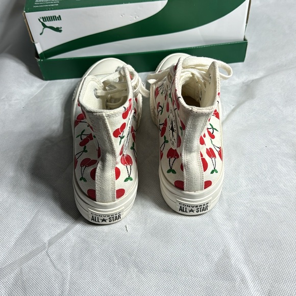 Converse White and Red Cherry Print High-Top Sneakers - Picture 6 of 9